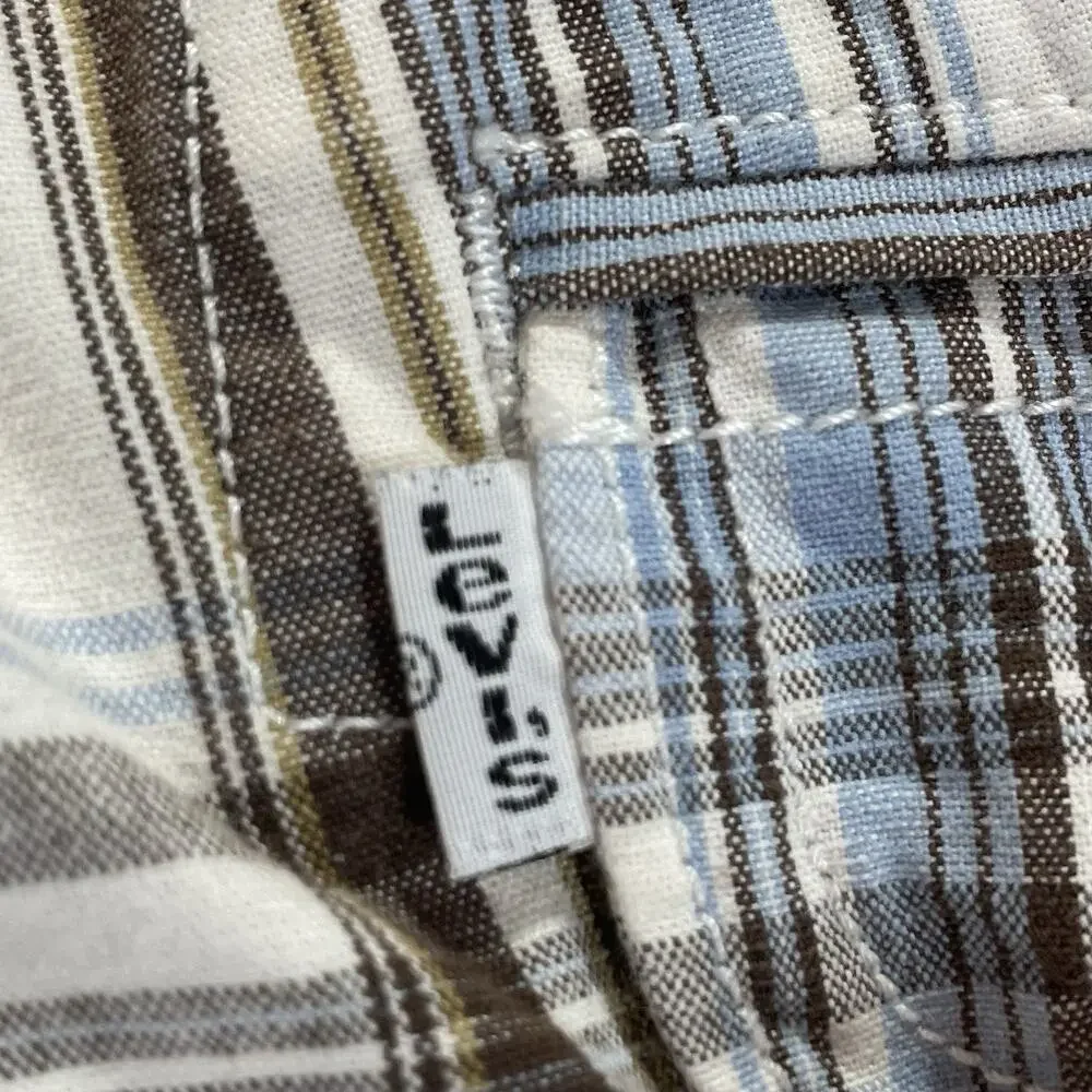 Levis‎ Seaside Shorts Men's 34 Plaid All Cotton White Tab Flat Front